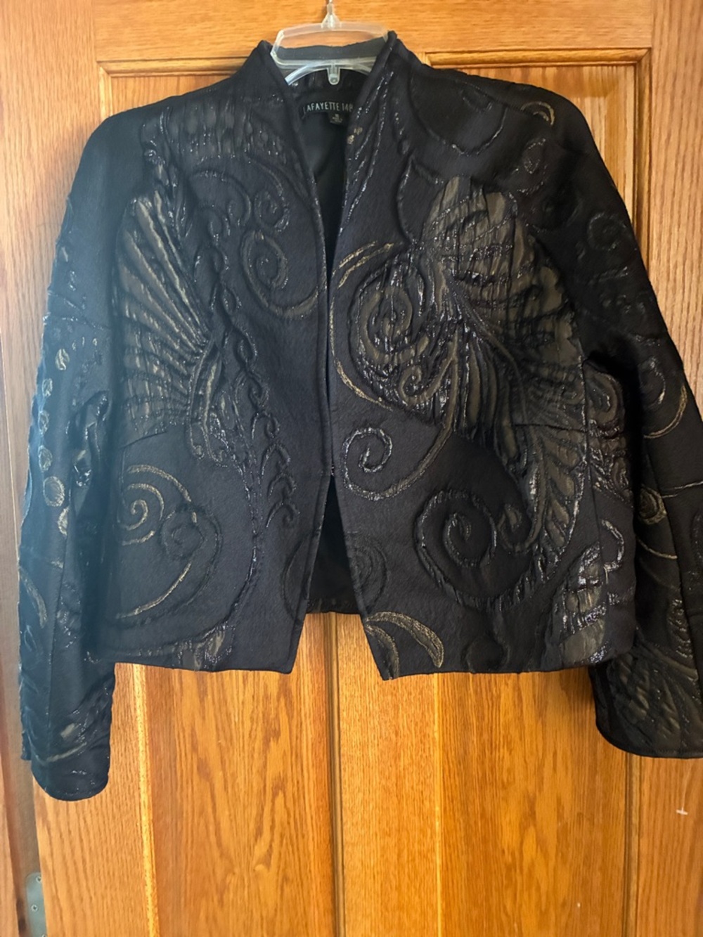 Lafayette 148 New York Black Embroidered Open-Front Jacket